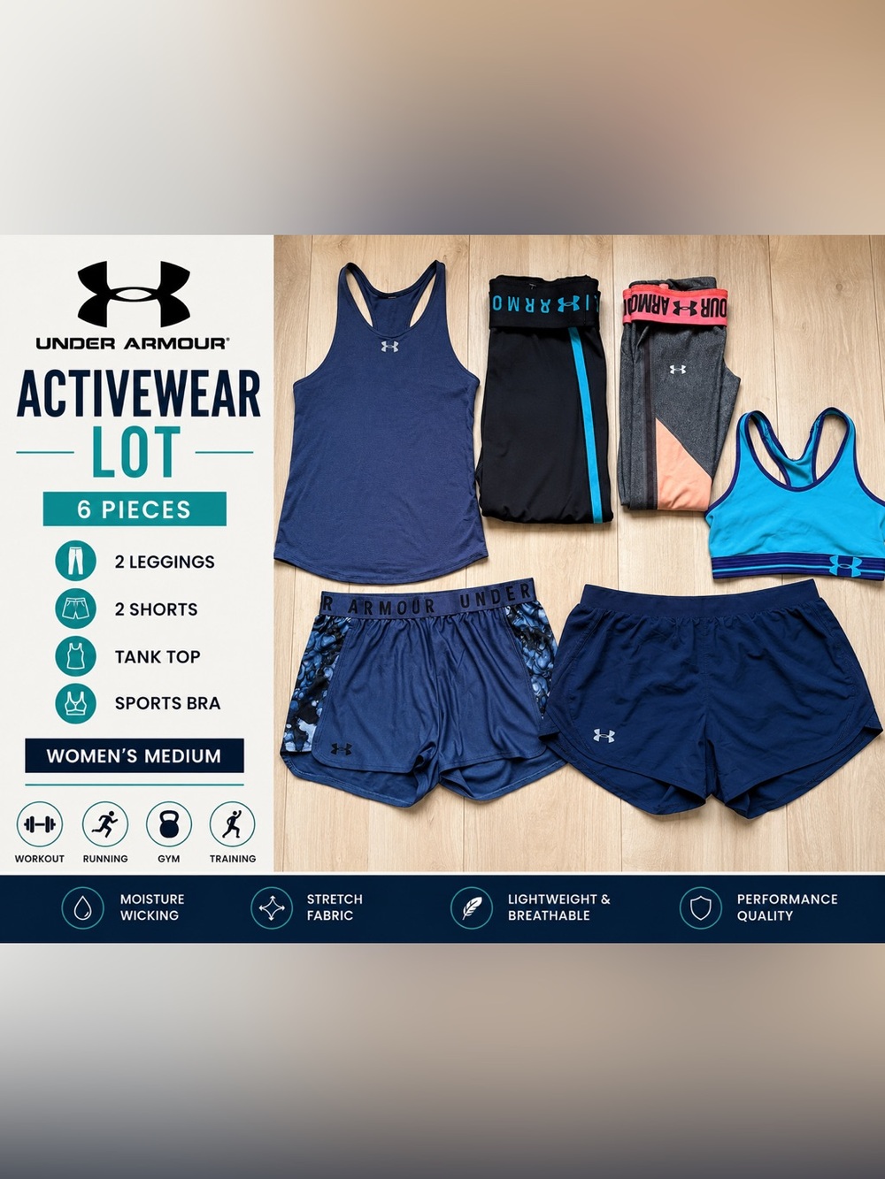 Under Armour Women’s Activewear Lot Size Medium Shorts Leggings Tank Top Sports